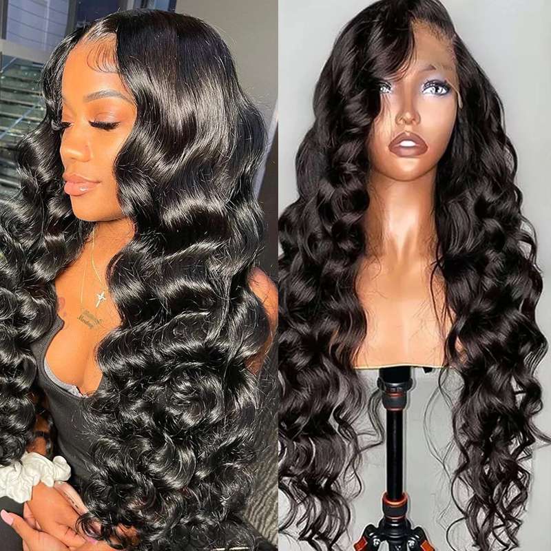 Megeen Loose Wave Human Hair Wig Transparent lace 13*6 Frontal Wig