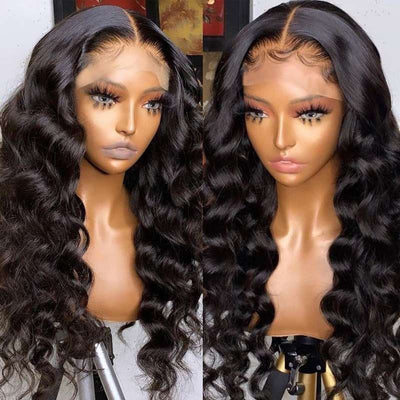 Megeen Loose Wave Human Hair Wig Transparent lace 13*6 Frontal Wig