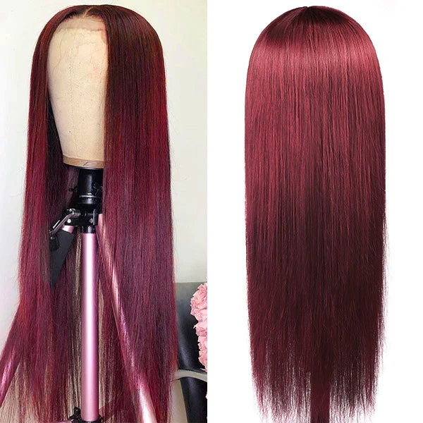 Burgundy Hair 13¡Á4 HD Lace Front Wigs 99J Colored Straight Wig