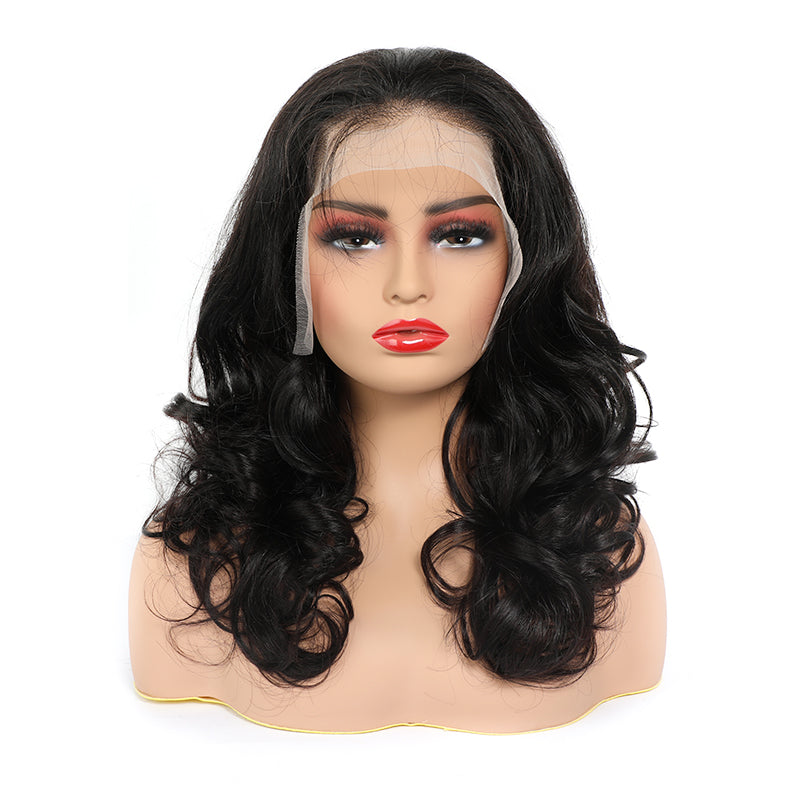 Short Lace Front Wigs 16 Inch Body Wave Wig Transparent Lace BOB Wig 200% Density