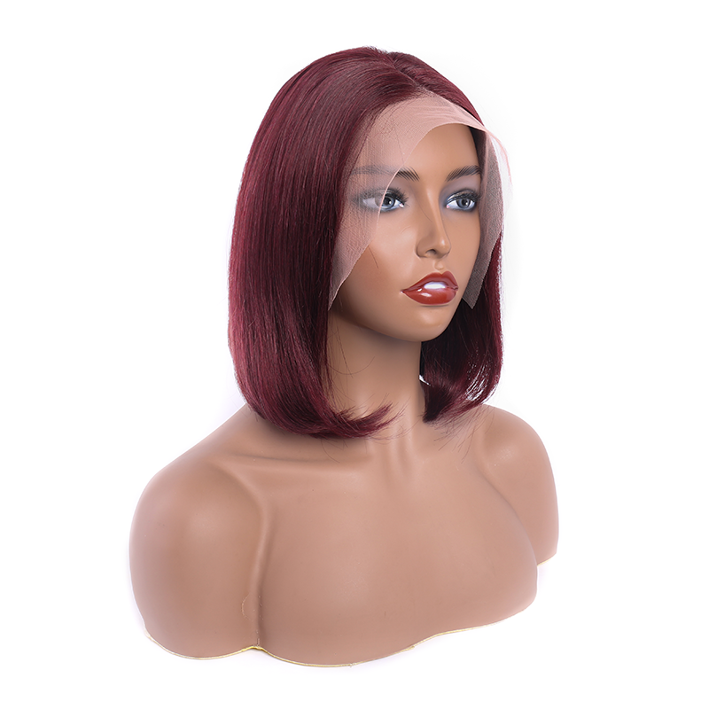 Burgundy Lace Front Wigs Human Hair 12 Inch 13¡Á4 HD Lace Bob Wig 99J Colored Wig