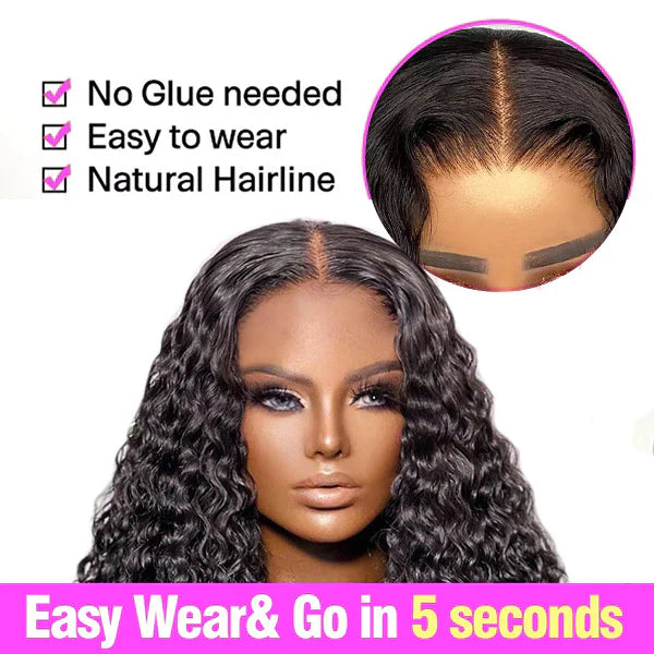 Glueless Wigs for Beginners Deep Wave Human Hair HD Lace Front Wig 5¡Á5 Lace Closure Wig