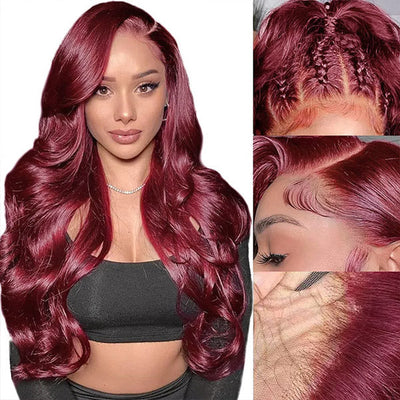 99J Colored Wig Human Hair Body Wave 13¡Á4 Lace Frontal Wig